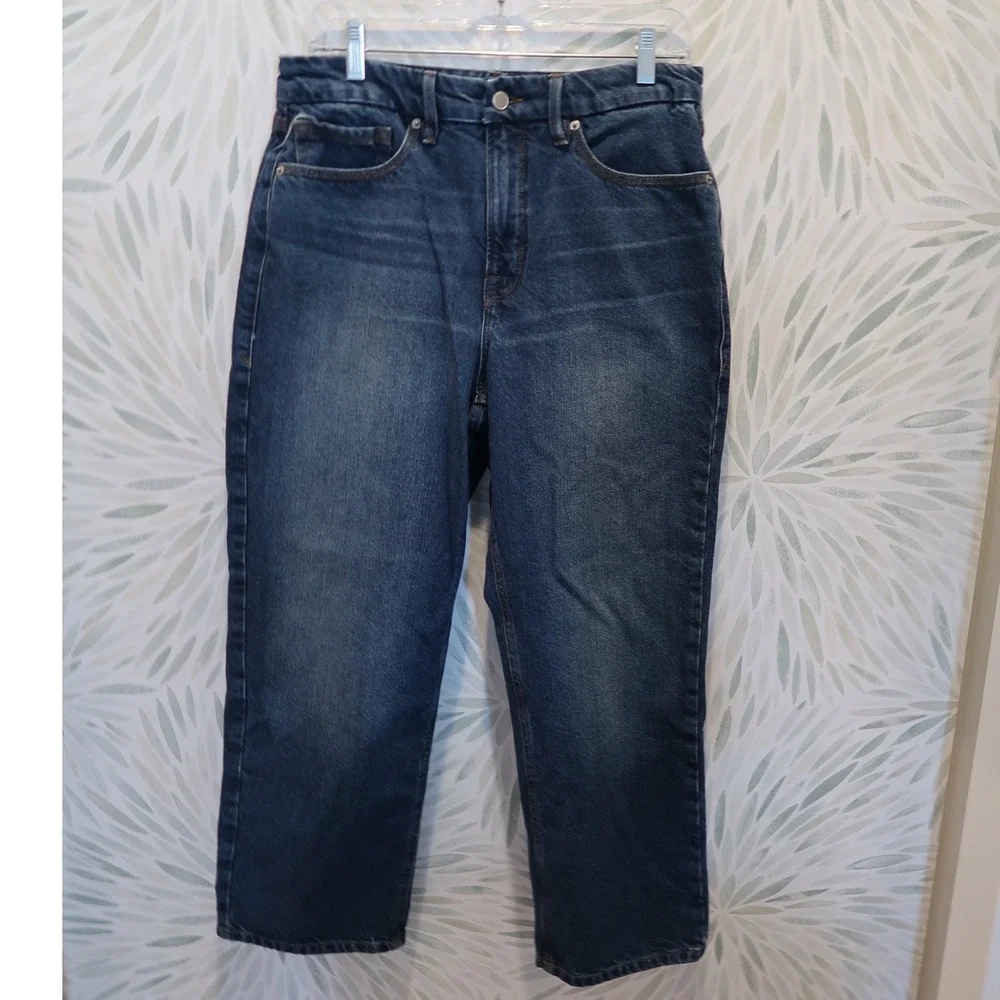 Good American Good 90s Cropped Relaxed Denim Jeans Size 27 Mid Rise Baggy - Picture 3 of 9